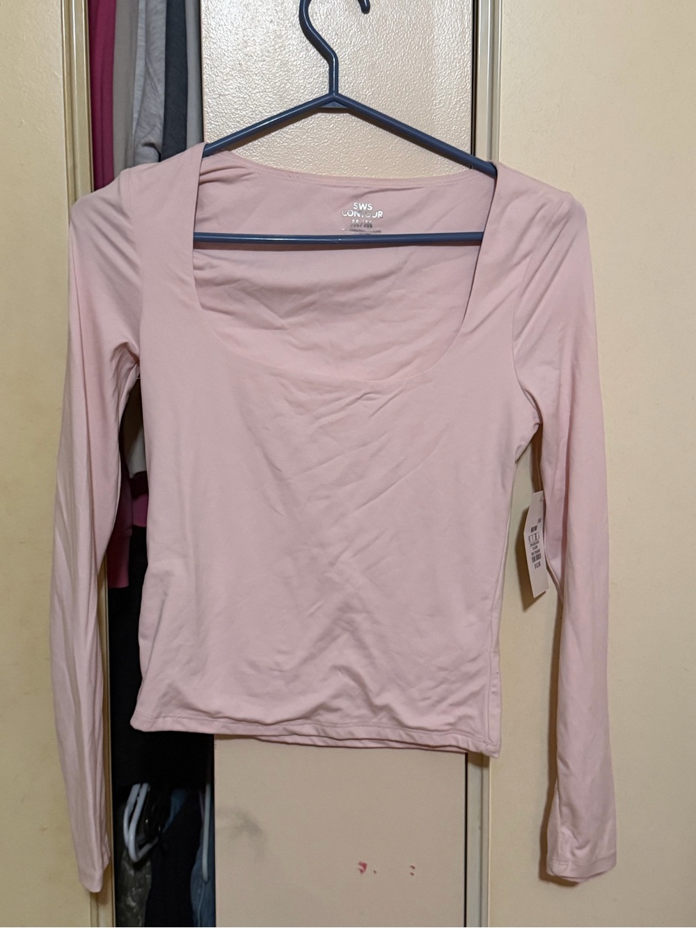 Women’s Square Neck Long Sleeve Tee in Light Pink